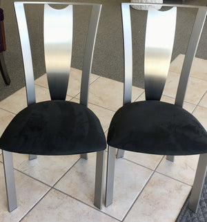 Set of 2 Side Chairs Metal w/Suede Seat