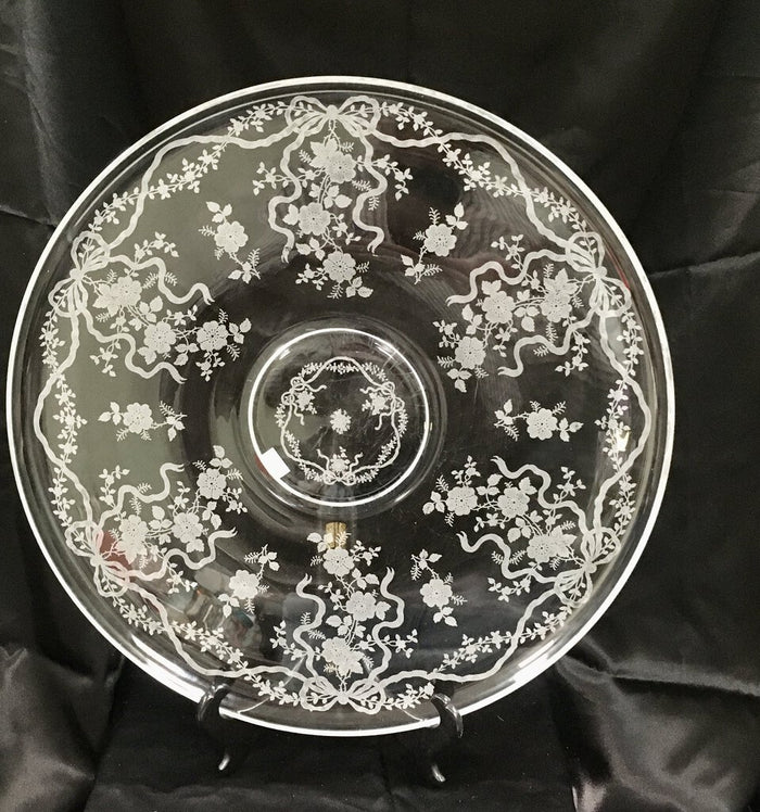 Rnd Glass Platter "Romance" AS IS