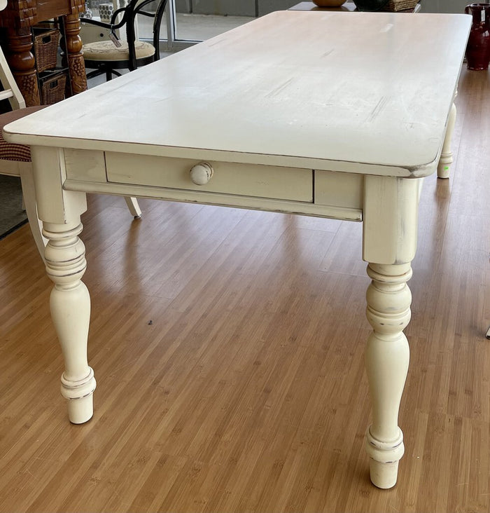 DINING Rect Table w/Turned Legs w/2 Drwrs Painted (No Leaves)