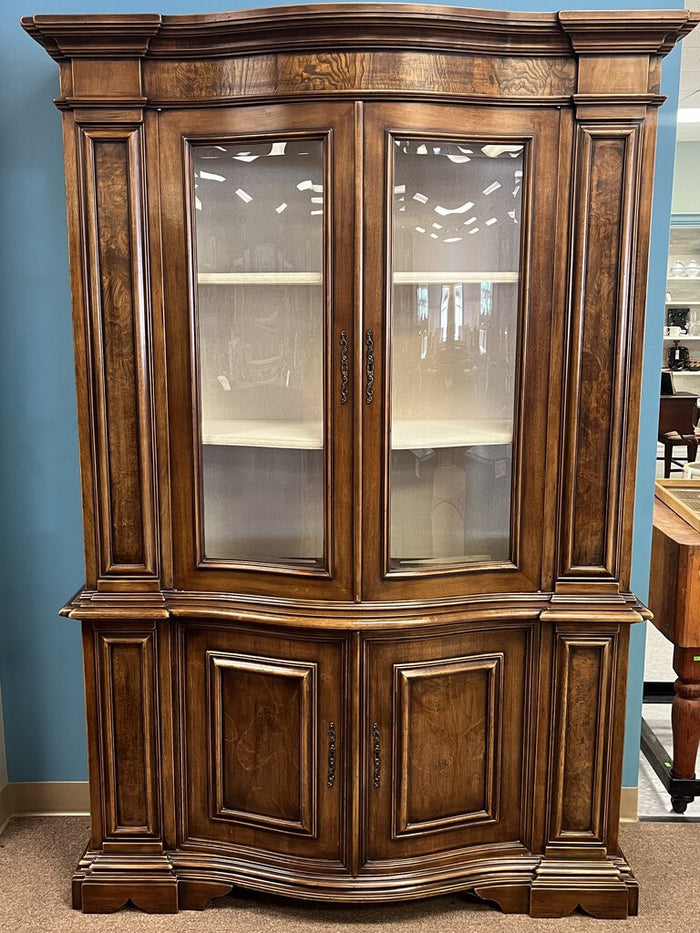 Display Cabinet Italian w/Burlwood AS IS CURIO