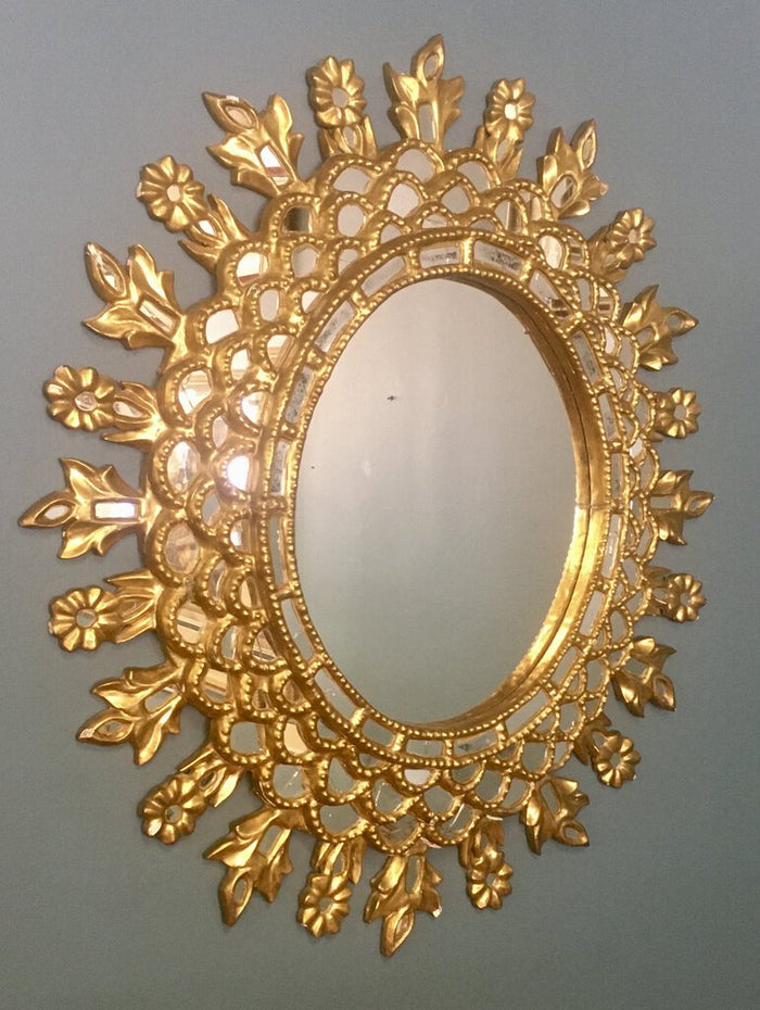 MIRROR- Antique Oval Carved Gilt AS IS