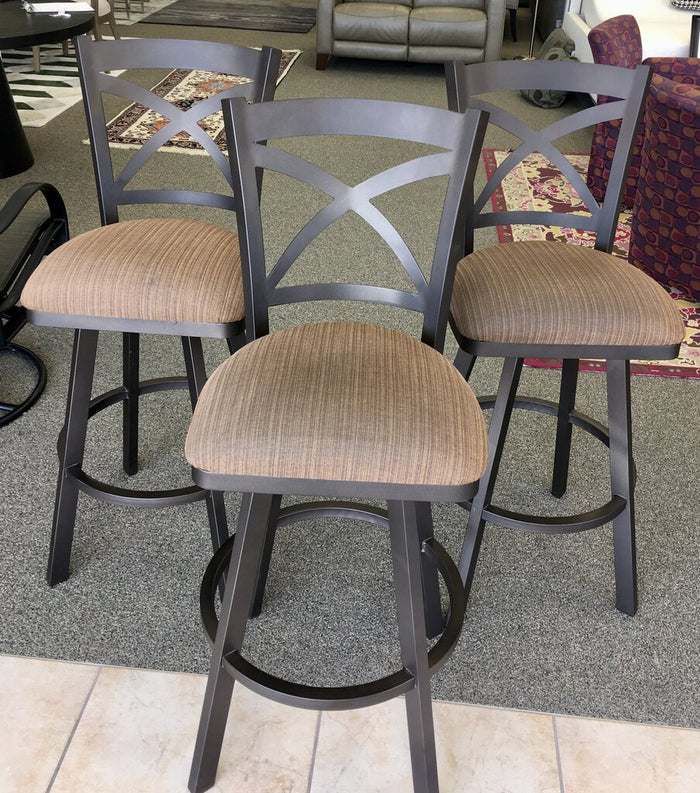 Set of 3 Metal Swivel "X" Back BARSTOOL