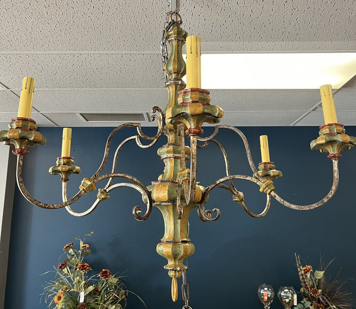 XLG 6 Arm Painted Resin Metal Chandelier