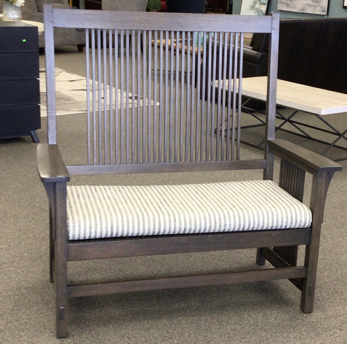 Settee/Bench w/ Striped Fabric- Refinished Color