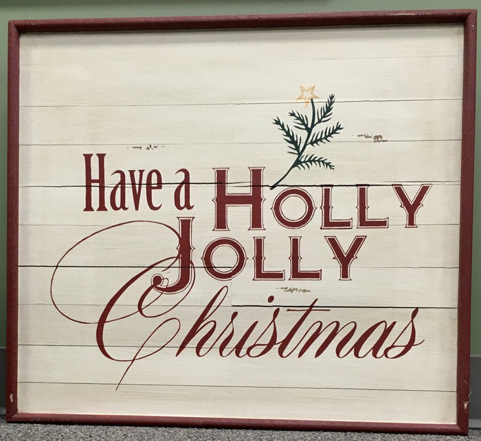 Wall- "Have a Holly Jolly Christmas" on Wood w/ Red Frame