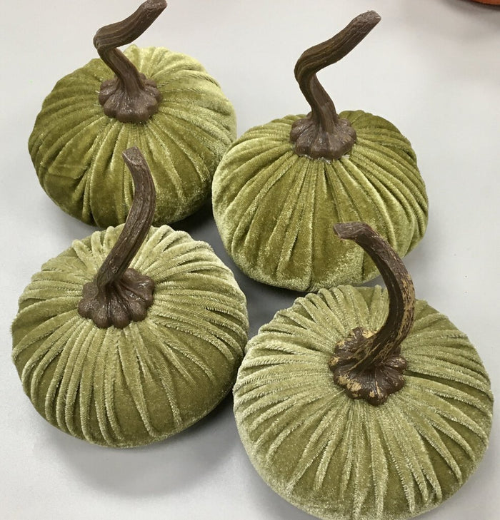 Set of 4 Velvet Pumpkin Br Stem