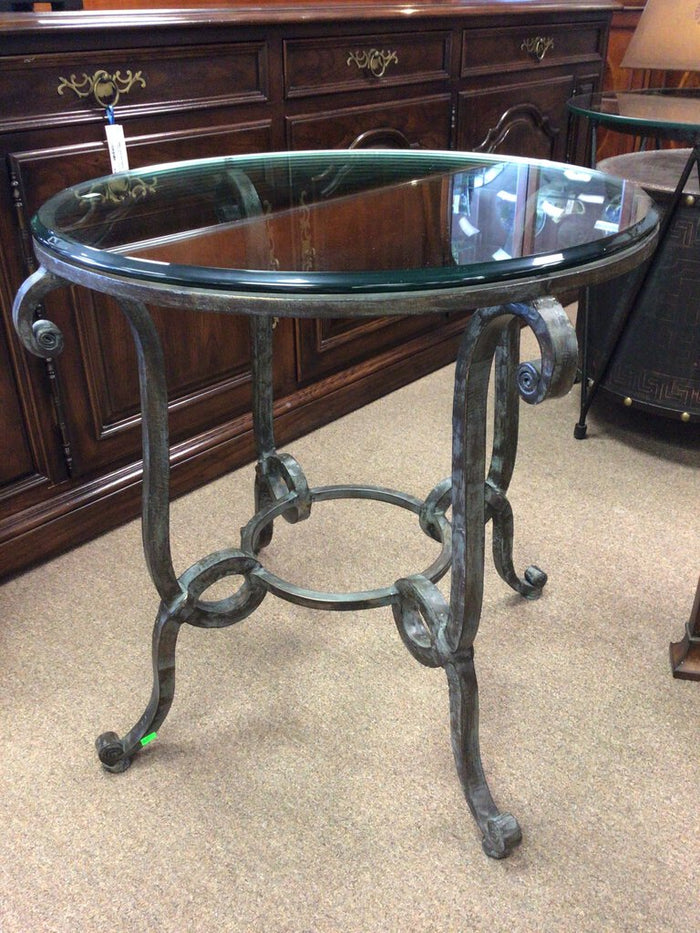 Wrought Iron w/Loop Design w/Glass Top