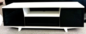 Media Console w/White Top/Black Glass Doors TABLE
