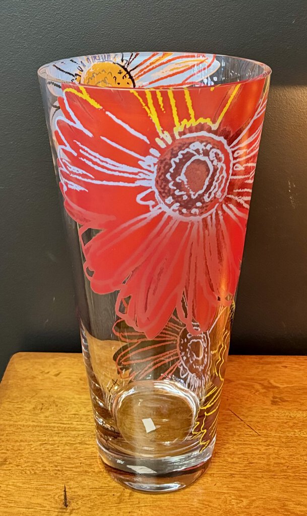 Glass Vase w/Flower Motif "Andy Warhol"