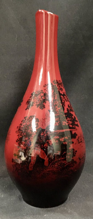 "Hunting" Vase Flambe Woodcut
